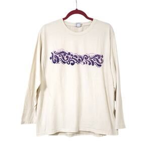 Crazy Shirts Coconut Dyed Purple Hawaiian Print Long Sleeve Shirt XL Surf